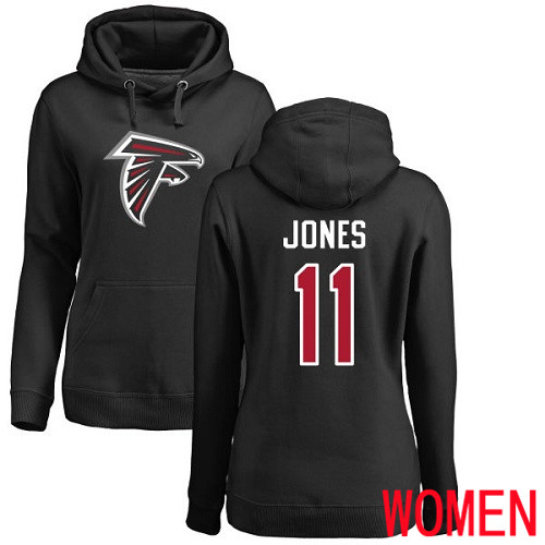 Atlanta Falcons Black Women Julio Jones Name And Number Logo NFL Football #11 Pullover Hoodie Sweatshirts